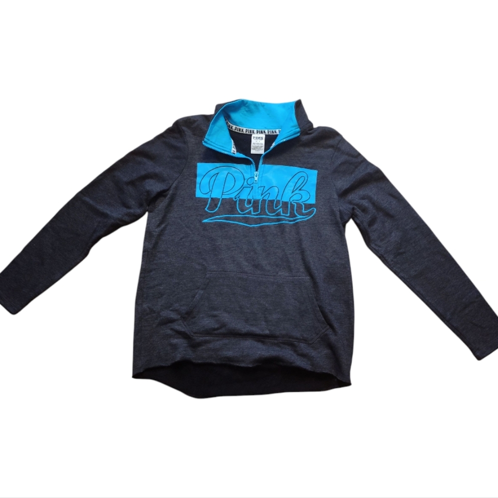 Victoria's Secret Pink Women's Size S/P Zip Up Sweatshirt Teal And Dark Gray